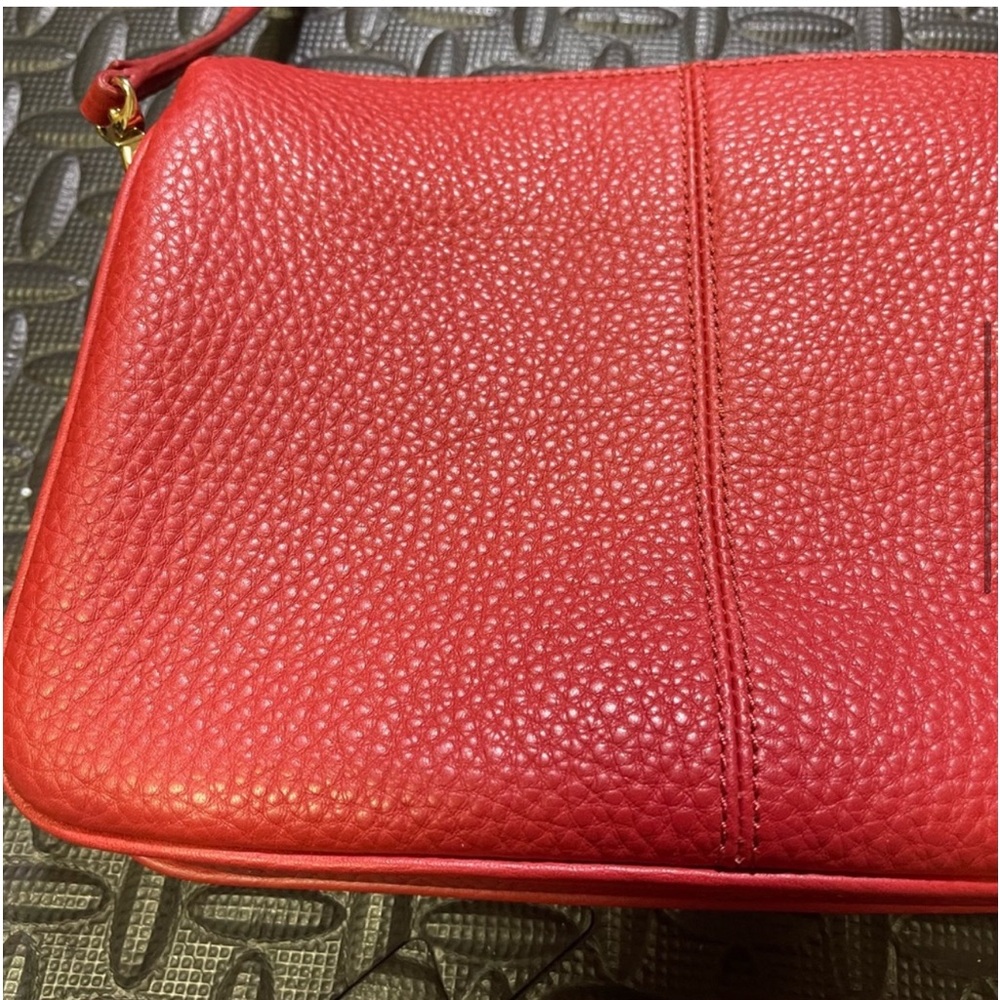 DKNY Crossbody Bag Handbag Genuine Leather Zipped Red Classic Statement - Picture 8 of 11